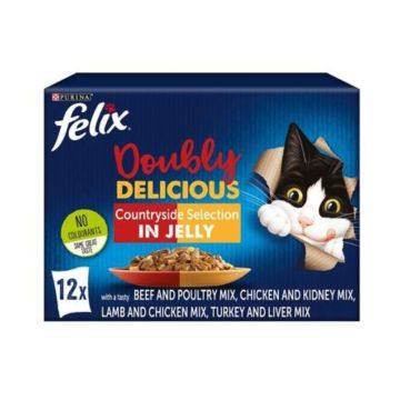 Felix Doubly Delicious Countryside Meaty Selection Wet Cat Food - 85 g x 12 pcs