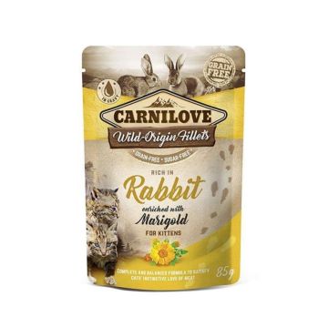 طعام رطب غني بلحم الأرانب مع بذور زهرة القطيفة للقطط الصغيرة من كارنيلوف - 85 جرام