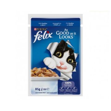 Felix As Good As It Looks Sardine in Jelly Adult Cat Wet Food - 85 g Pack of 12