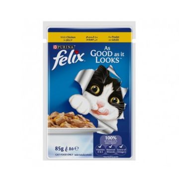 Felix As Good As It Looks Chicken in Jelly Adult Cat Wet Food - 85 g Pack of 12