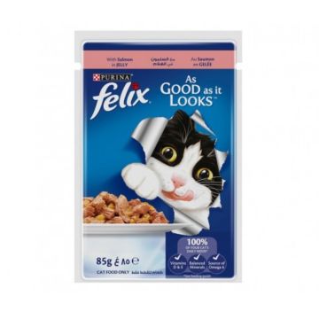 Felix As Good As It Looks Salmon in Jelly Adult Wet Cat Food - 85 g Pack of 12