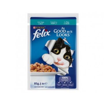 Felix As Good As It Looks Tuna in Jelly Adult Cat Wet Food - 85 g Pack of 12