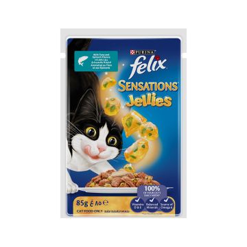 Felix Sensations Jellies Tuna and Spinach in Jelly Wet Cat Food - 85 g - Pack of 12
