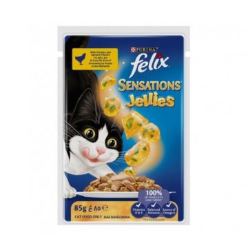 Felix Sensations Jellies Chicken and Spinach in Jelly Wet Cat Food - 85 g