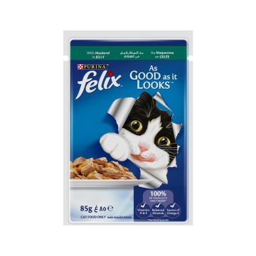 Felix As Good As It Looks Mackerel in Jelly Adult Cat Wet Food - 85 g - Pack of 12