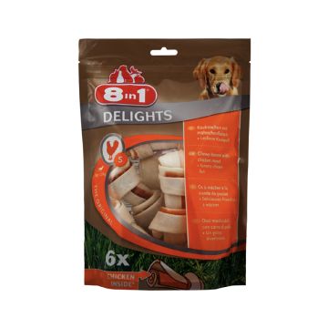 8in1 Delights Chewy Bone with Chicken Flavour, Small, 6 Pcs