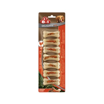 8in1 Delights Chewy Strong Bone with Chicken Flavour, XSmall, 7 Pcs