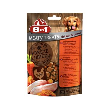 8in1 Meaty Treats Freeze Dried Chicken & Carrot Dog Treats, 50 g