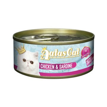 Aatas Cat Creamy Chicken & Sardine In Gravy Formula Cat Wet Food, 80g