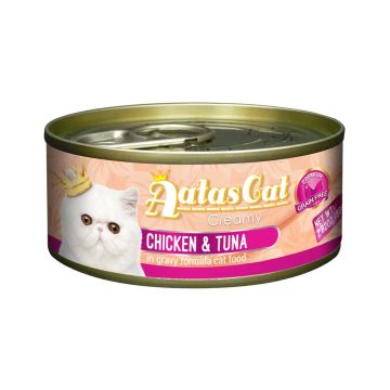 Aatas Cat Creamy Chicken & Tuna In Gravy Formula Cat Wet Food, 80g Pack of 24