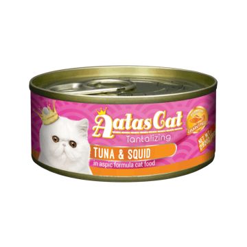 Aatas Cat Tantalizing Tuna and Squid in Aspic Formula Canned Cat Food - 80 g Pack of 24