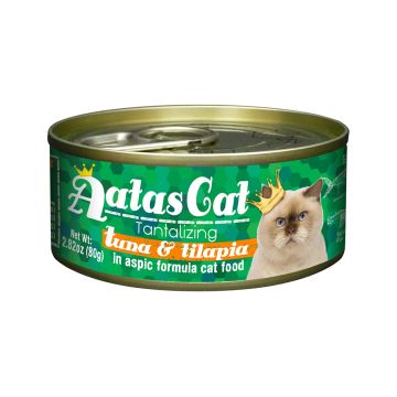 Aatas Cat Tantalizing Tuna and Tilapia in Aspic Formula Canned Cat Food - 80 g Pack of 24