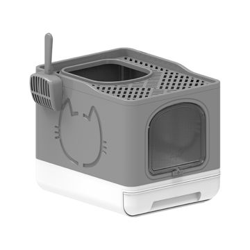 All For Paws Go Fresh Foldable Cat Litter Box - Grey - 49.6L x 38.8W x 40.7H cm