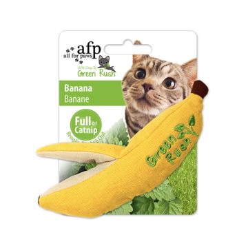 All For Paws Green Rush Banana Cat Toy with Catnip