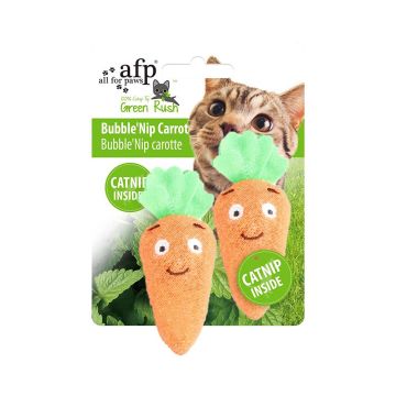 All For Paws Green Rush Bubble Nip Carrot Cat Toy with Catnip