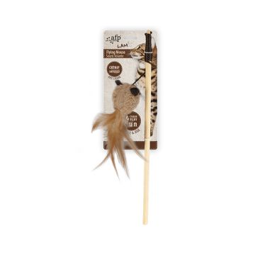 All For Paws LAM Flying Mouse Wand Cat Toy - Brown/Grey/Tan