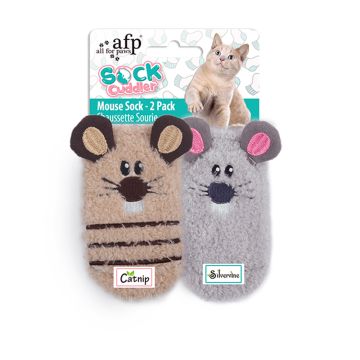 All For Paws Socks Cuddler Mouse Sock Cat Toys - Pack of 2