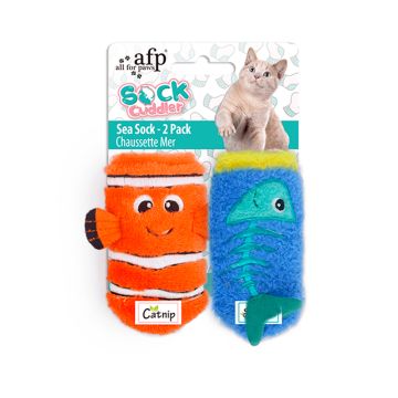 All For Paws Socks Cuddler Sea Sock Cat Toys - Pack of 2