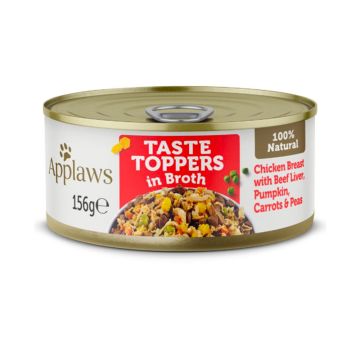 Applaws Taste Topper Chicken Breast with Beef Liver, Pumpkin, Carrots and Peas in Broth Canned Dog Food - 156 g - Pack of 12