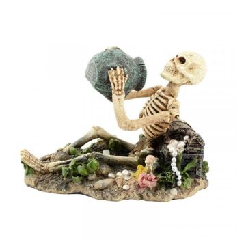Aquatlantis Skeleton with Treasure Aquarium Decoration - 15L x 11W x 12H cm