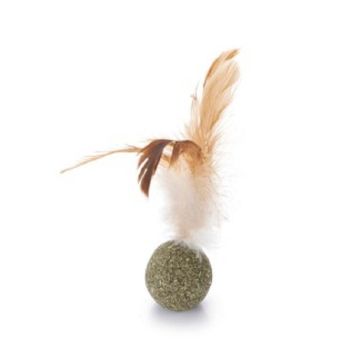 Beeztees Catnip Ball with Feathers Cat Toy, 12 cm