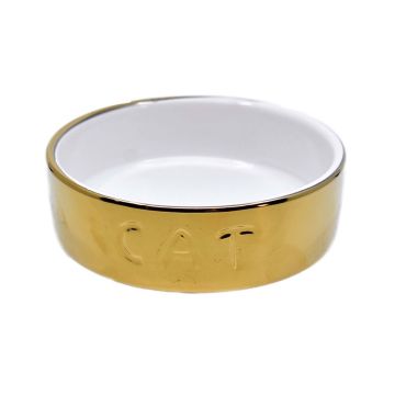 Beeztees Ceramic Cat Bowl - Gold