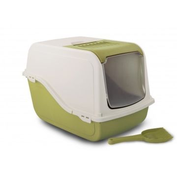 Bergamo Cat Litter Box Ariel Top Free Plain - Green - 57L x 39W x 38H cm