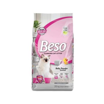 Beso Clumping Baby Powder Scented Cat Litter - 20 kg