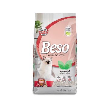 Beso Clumping Unscented Cat Litter - 20 kg