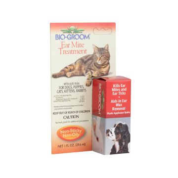 Bio Groom Ear Mite Treatment with Aloe Vera for Cats and Dogs - 29.6 ml