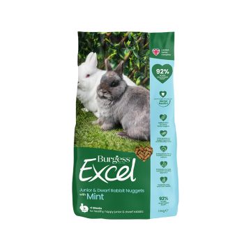 Burgess Excel Junior and Dwarf Rabbit Nuggets with Mint Rabbit Food - 1.5 Kg