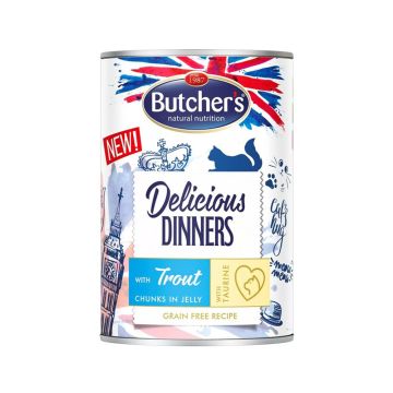Butchers Delicious Dinners Trouts Chunks In Jelly Canned Cat Food - 400 g