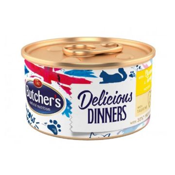 Butchers Delicious Dinners Chicken and Turkey Wet Adult Cat Food - 85g Pack of 24