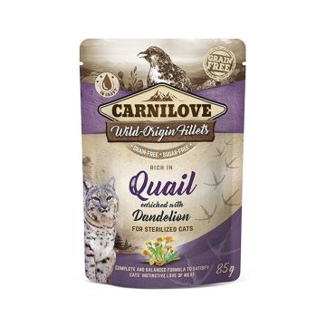 Carnilove Quail Enriched with Dandelion Sterilized Cat Food Pouch - 85 g 