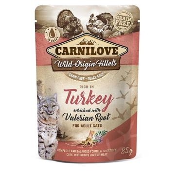 Carnilove Turkey Enriched with Valerian Root Wet Cat Food - 85g Pack of 12