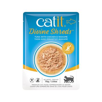 Catit Divine Shreds Tuna with Chicken and Wakame Wet Cat Food - 75 g - Pack of 6