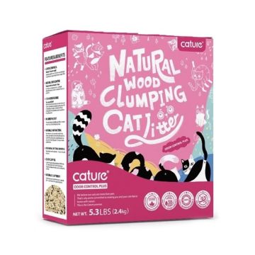 Cature Odour Control Plus Natural Wood Clumping Cat Litter, 2.4 Kg
