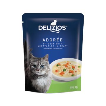 Delizios Adoree Chicken with Vegetable in Gravy Cat Food Pouch - 70 g - Pack of 12