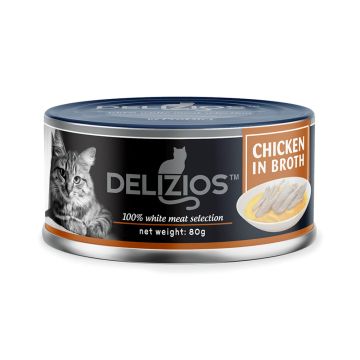 Delizios Chicken In Broth Canned Cat Food - 80 g - Pack of 24