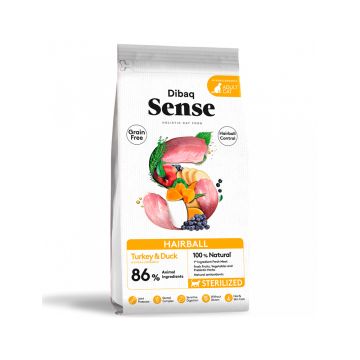 Dibaq Sense Hairball Grain Free Duck and Turkey Dry Cat Food - 1.5 kg