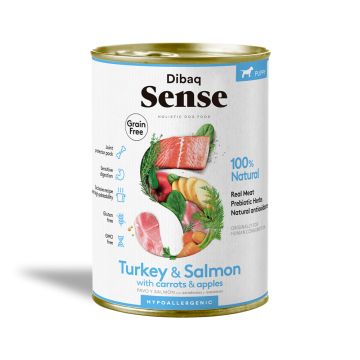 Dibaq Sense Salmon and Turkey Canned Puppy Food - 380 g