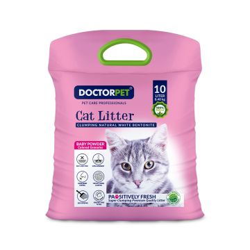 Doctor Pet Clumping Natural White Bentonite Baby Powder Cat Litter - 10L
