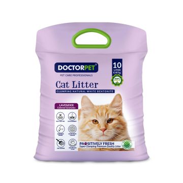 Doctor Pet Clumping Natural White Bentonite Lavender Cat Litter - 10L