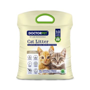 Doctor Pet Clumping Natural White Bentonite Unscented Cat Litter - 10L