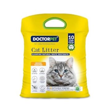 Doctor Pet Clumping Natural White Bentonite Lemon Scented Cat Litter - 10L