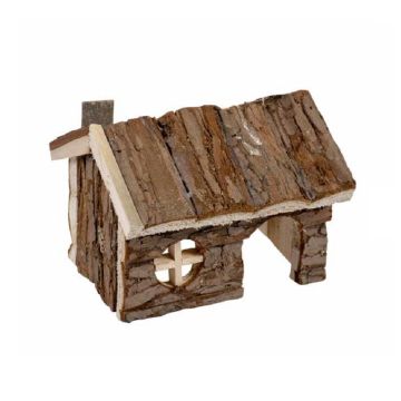 Duvo+ Wooden Lodge Small Animal Hideout - 15L x 11W x 12H cm