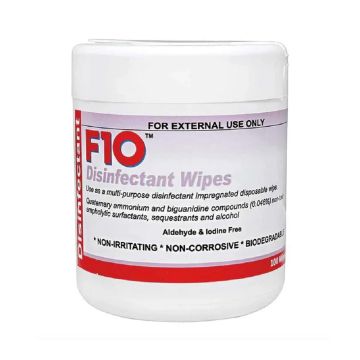 F10 Disinfectant Wipes in Plastic Pot - 100 Counts