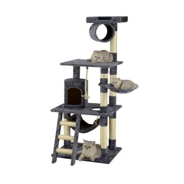 Go Pet Club 62 Classic Cat Tree with Sisal Covered Posts - Grey