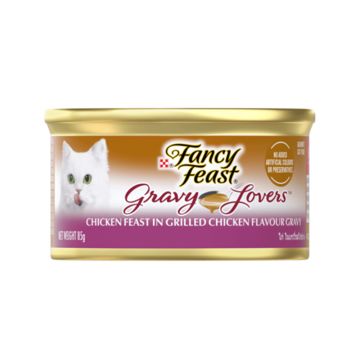 طعام معلب جريفي لوفرز بالدجاج في مرق للقطط من فانسي فيست - 85 جرام