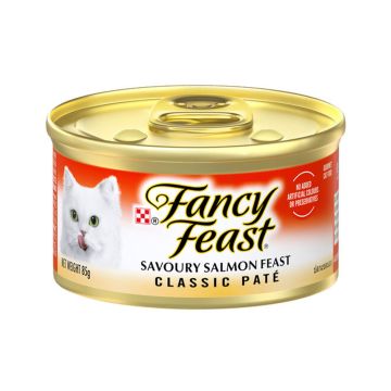 Fancy Feast Classic Pate Savoury Salmon Feast Canned Cat Food - 85 g - Pack of 24